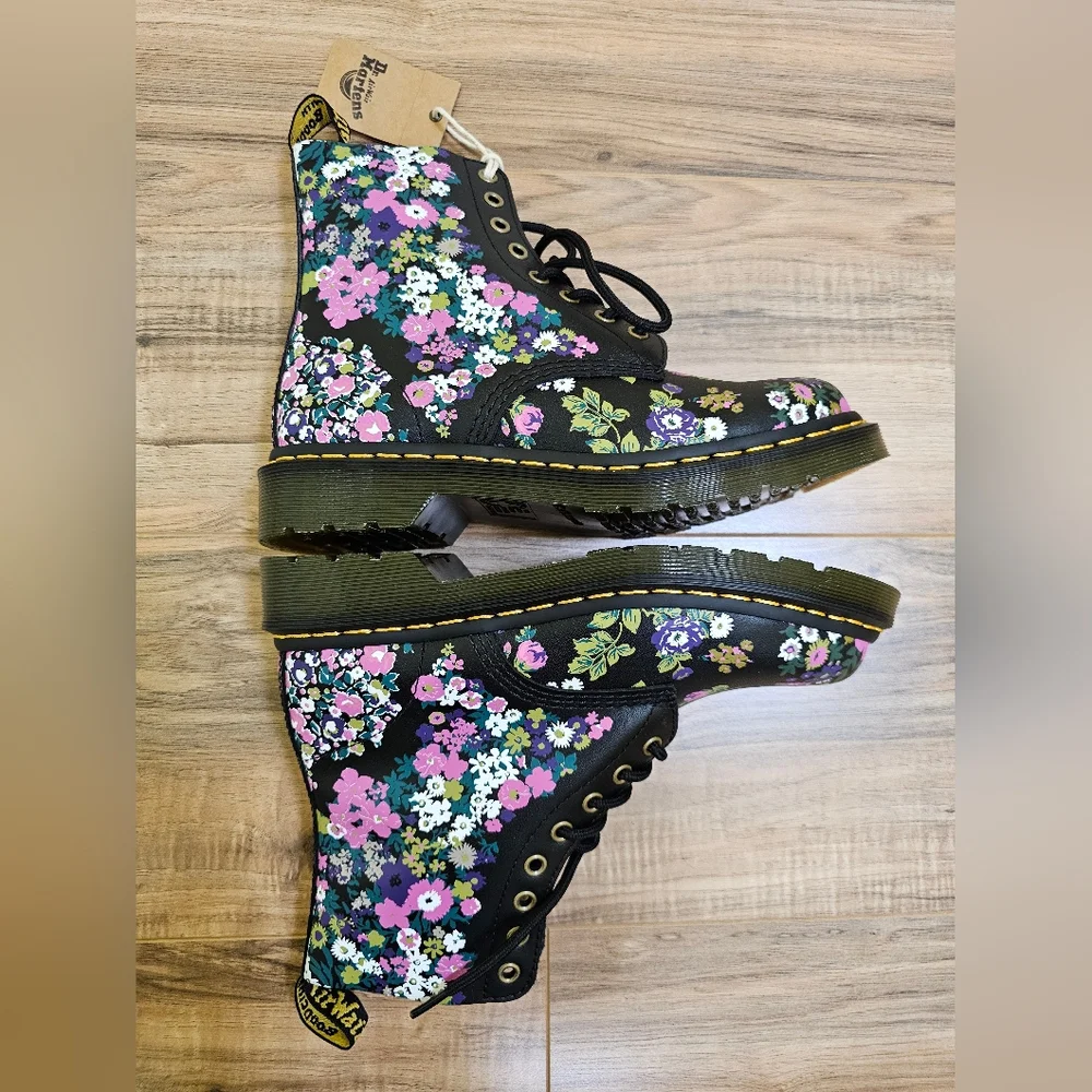 🌸DR. MARTENS 1460 PASCAL WOMEN'S VINTAGE FLORAL LEATHER LACE-UP BOOTS - Picture 9 of 10